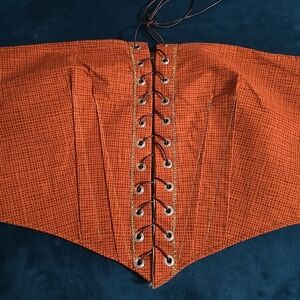 Orange Lace-Up Women's Corset Top Medium